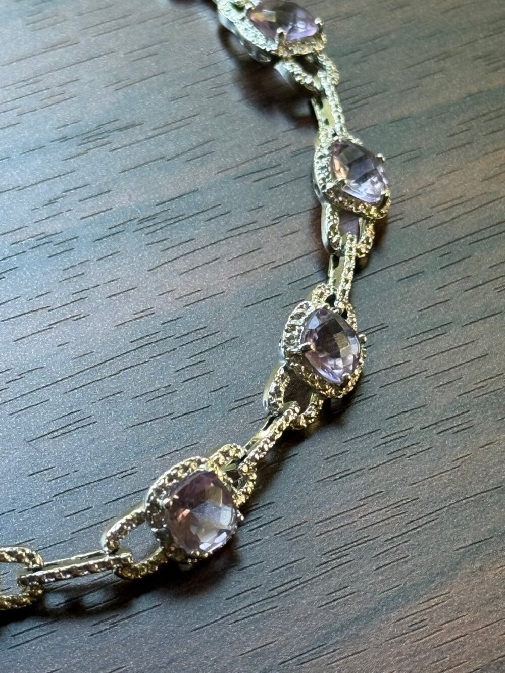 Lilac Amethyst and Sterling Silver Link Bracelet